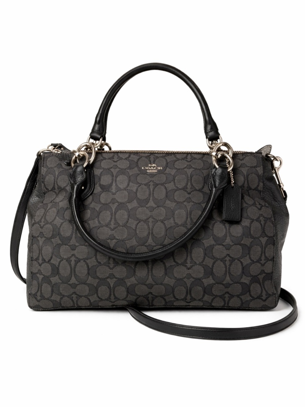 Coach Colette Signature Carryall Black Gray Triple Zip NWOT